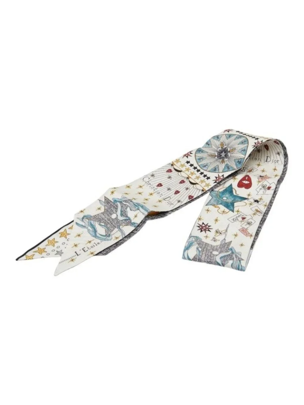 Dior Mizza L'etoile Scarf White Multicolor Silk